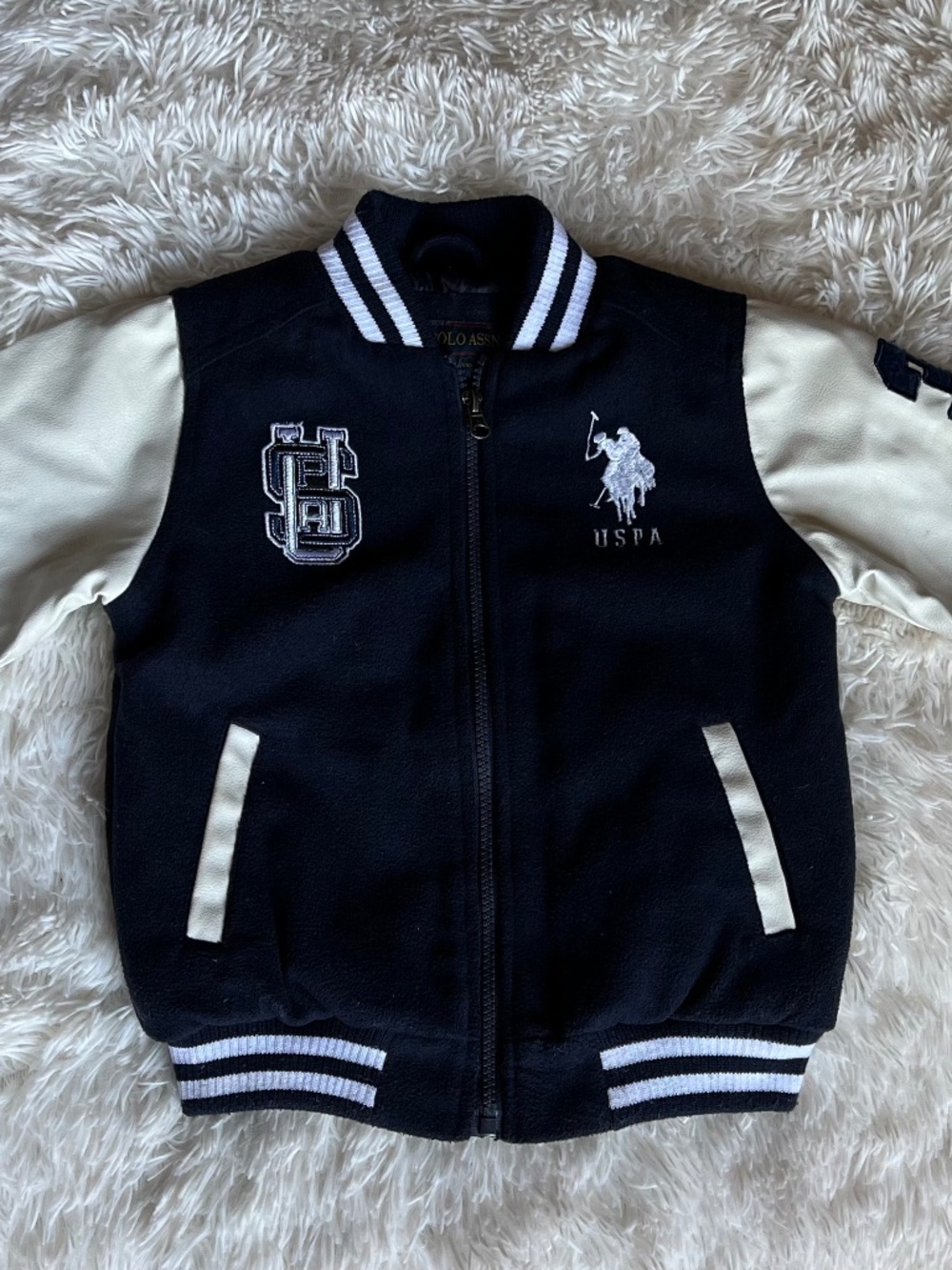 Polo Ralph Lauren Fleece Varsity Baseball Jacket Long Sleeve Sweatshirt Boys 5/6